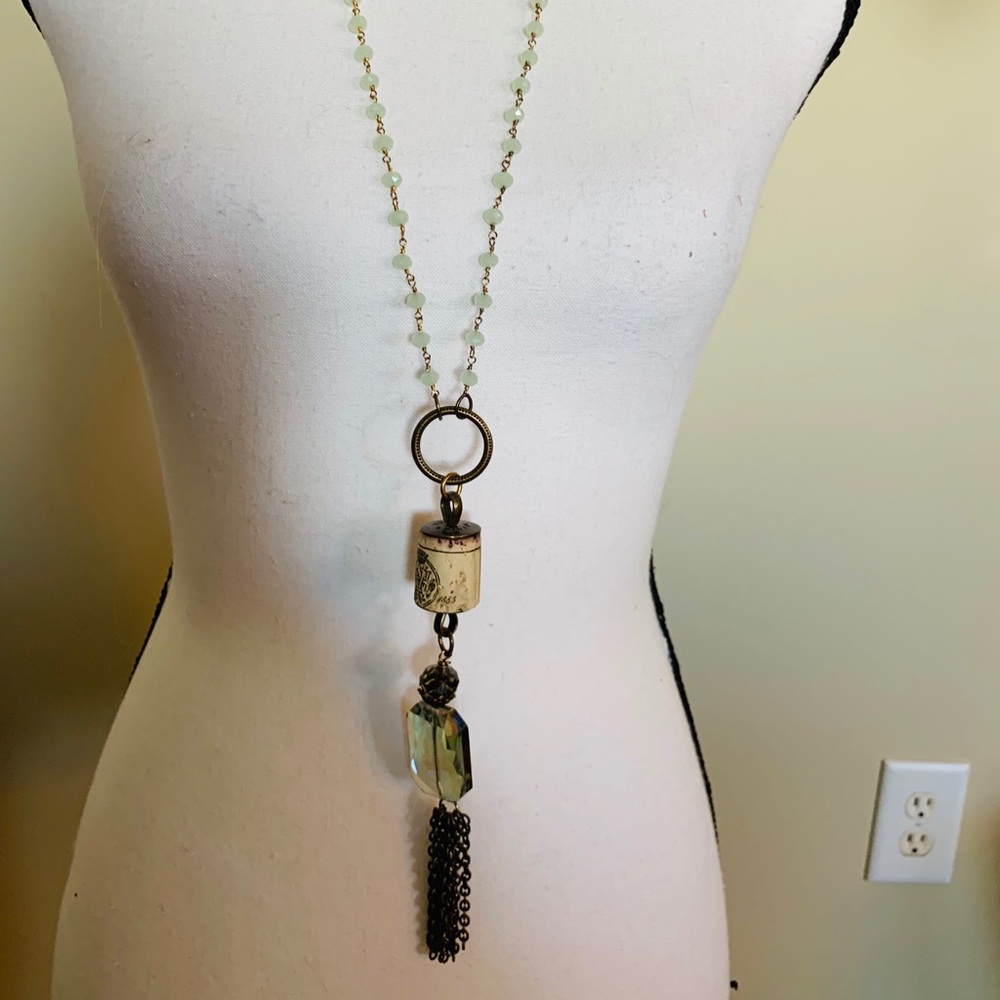 Wine cork long necklace NWOT
